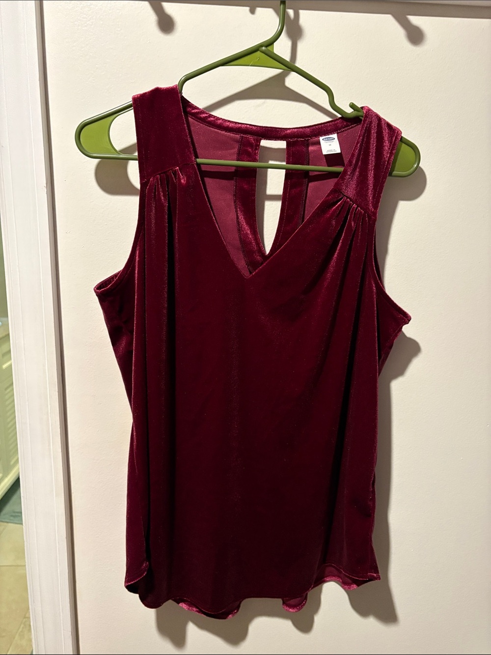 Sleeveless Velvet V-Neck Tank Top in Wine